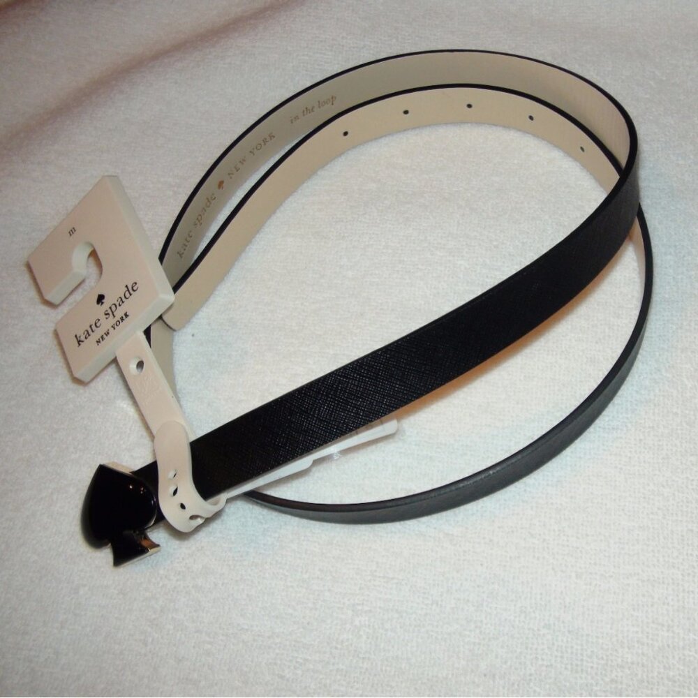 Kate Spade New York Black Skinny In the Loop Saffiano Leather Belt